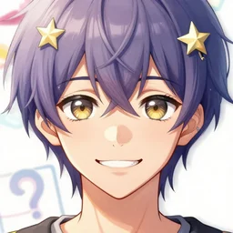 ultrarealistic character, smiling super detailed eyes no eyebrows symmetry face visual novel hairpin star by krenz cushart, pixiv frontpage, trending on artstation trending on pixiv manga cover