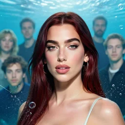 portrait of dua lipa, by petros afshar, sabbas apterus, brian sum, ross tran, shattered glass, bubbly underwater scenery, radiant light