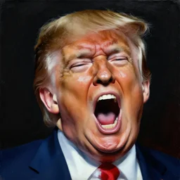 a distorted portrait of screaming donald trump, painted by zdzislaw beksinski