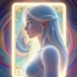 side portrait, imogen poots paladin, gloomhaven, soft, smooth, luminescent, art nouveau tarot, backlit glow, colorful swirly ripples, gaudy colors, aesthetic octane render, unreal engine, 8 k, by greg rutkowski, jesper ejsing, rhads, ilya kuvshinov!!, cushart krenz