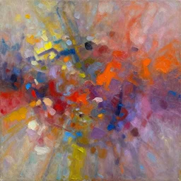 abstract painting of random colors merging, oil painting grainy