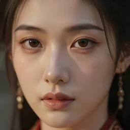 closeup macroshot detail portrait gorgeous beautiful girl face, high defenition, skintone, particles, soft lights, sharp, dnd fantasy digital art, high detail, realistic