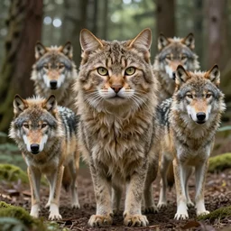 photo furry cat woman in a forest 8 b 4 with real wolves 5 8 2 z 5 ideal human face