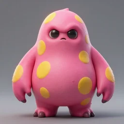 high detail concept art of pink Mr Blobby with yellow spots as a Dead by Daylight character, 4k, terrifying, character portrait