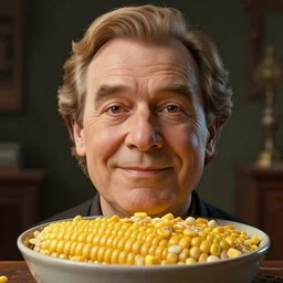 hyperrealistic dslr film still of mask billy mays made of ( bowl of corn ), stunning 8 k octane comprehensive 3 d render, inspired by istvan sandorfi & greg rutkowski & unreal engine, perfect symmetry, dim volumetric cinematic lighting, extremely hyper - detailed, incredibly real lifelike attributes & flesh texture, intricate, masterpiece, artstation, stunning