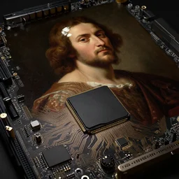 motherboard chip circuit, baroque portrait painting, detailed octane render trending on artstation artgerm, 8 k artistic photography, volumetric cinematic perfect light, chiaroscuro, masterpiece, raphael, caravaggio, beksinski, rutkowski, giger