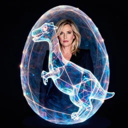 annie liebowitz portrait of a plasma energy tron dinosaur egg, made up of glowing electric polygons. cinestill