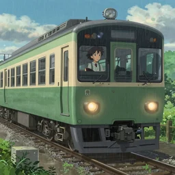 the train, by makoto shinkai, the weather drizzly, moist, the movie the garden of words, 8 k, unreal engine