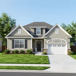 suburban house with lawn