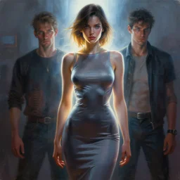 painting of a female in a skintight dress, by dan hillier and charlie bowater and artgerm, 4 k post - processing highly detailed, trending on artstation, cinematic lightning, volumetric lightning, highly detailed, - s 1 5 0