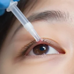 sewage pipe ending in catheter tube inserted in a patient's eye