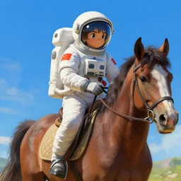 an astronaut boy riding on a horse, style game square enix life, trending on artstation, painted by greg rutkowski, render naughty dog, octane render, detailed