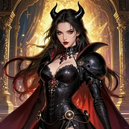 the portrait of the neutral evil fallen female dark knight vagabond as absurdly beautiful, gorgeous, elegant, sophisticated, young woman, an ultrafine hyperdetailed illustration by kim jung gi, irakli nadar, intricate linework, bright colors, octopath traveler, final fantasy, unreal engine 5 highly rendered, global illumination, radiant light, detailed and intricate environment