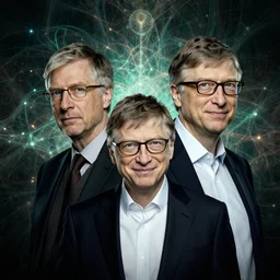 lovecraft biopunk portrait of drake and bill gates, fractal background, by tomasz alen kopera and peter mohrbacher