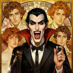 portrait of a thirsty vampire with fangs by Stanley Artgerm Lau , greg rutkowski, thomas kindkade, alphonse mucha, loish, norman rockwell. Trending on artstation rule of thirds detailed illustration hd 4k
