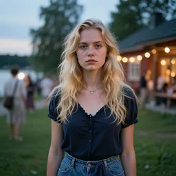 a blonde girl on midsummers eve in Sweden