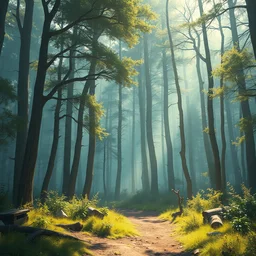 a wholesome animation key shot of a post apocalyptic forest, covered by nature hipster vibes by studio ghibli, animation, sharp, rendered in unreal engine 5, focused, anime key art by greg rutkowski, bloom, dramatic lighting