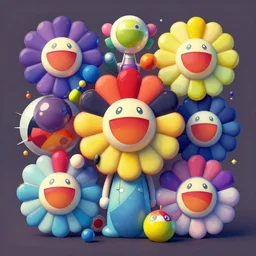 a metamorphous, polymorphous digital painting of a bunch of different objects by takashi murakami, featured on behance, generative art, rendered in cinema 4 d, biomorphic, behance hd