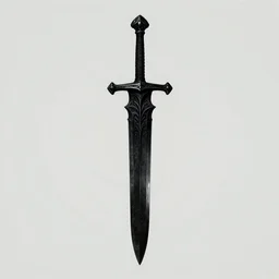 an evil black sword, on a blank background. dungeons and dragons illustration