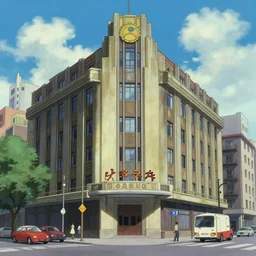 “ large art deco city in 1 9 4 5, from an anime movie ”