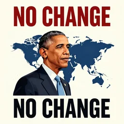 Obama “no change” slogan, the world if Obama didn’t want change. Retro Soviet style poster by Shepard Fairey