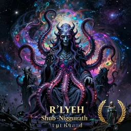 great old ones, yog - sothoth, r'lyeh, shub - niggurath, dunwich horror, tentacles horrors lovecraft, cosmic horror, psycho nebula colors, photoluminescence reflective spectral colors, award winning photograph, unreal engine, artgerm