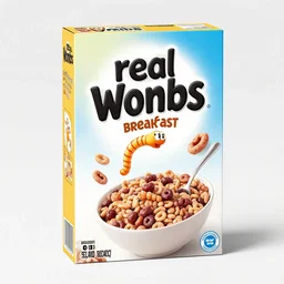 real worms brand breakfast cereal box design
