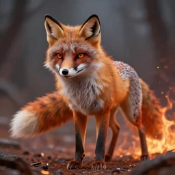 polar fox god of destruction fire post apocalyptic hyperrealistic detailed - 9 - 1 0 0