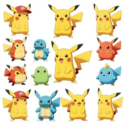 collection of sprites of new generation 1 0 pokemon, digital art.