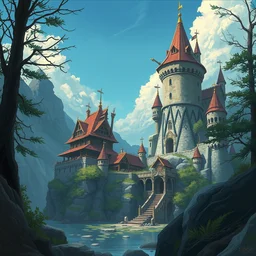 photo cartoon bd illustration comic manga painting of castle environement : 5 fantasy environement, digital painting : 1 fat brush concept sketch artist bd enki bilal : 1 0