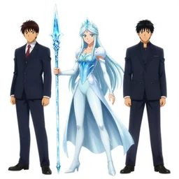 individual character design art, ice queen with a giant icicle spear, by shigeto koyama and yusuke kozaki and joji morikawa and frank frazetta and kim jung gi, no more heroes concept art