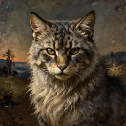 portrait of a fury furry, fantastic, melancholy landscape. painting by carlo crivelli