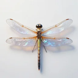 centered symmetric hyperrealistic maximalist overdetailed biomechanical dragonfly. render by adoryanti, machine. delusions, holosomnia, electrixbunny on inatagram. view from above. discodiffusion 8 k 3 d render. no background. calm beautiful still relaxed shiny transparent reflecting iridescent. tools used : zbrush blender cinema 4 d houdini 3 d. deviantart art