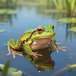 a strawberry frog in a lake, trending on artstation, HDR