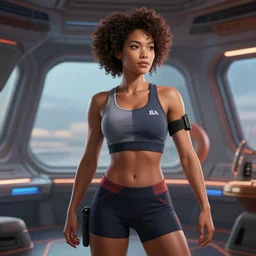 epic professional digital art of stunningly gorgeous mixed asian - black female starship personal trainer, by leesha hannigan, iris van herpen, artstation, cgsociety, wlop, epic, much wow, much detail, gorgeous, detailed, masterpiece