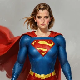 Emma Watson as superman by brian bolland by alex ross digital painting digital art