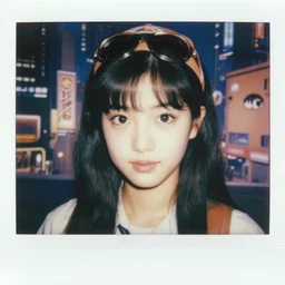 a film still polaroid portrait of a 1 9 8 0's disney girl adventurer, finely detailed features, closeup at the faces, perfect art, busy cyberpunk city, trending on pixiv fanbox, painted by kim jung gi, takashi takeuchi, manga style