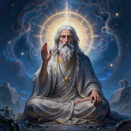 the sacred sapiential sage using his divine intuition to see prophetic visions as phantasmagoric anamorphic illusions