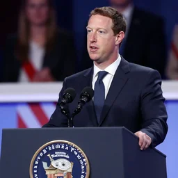 detailed photos of mark zuckerburg at the republican national convention podium as the republican presidential candidate, photos, event photos, canon mark ii, f / 1. 2, focused photo