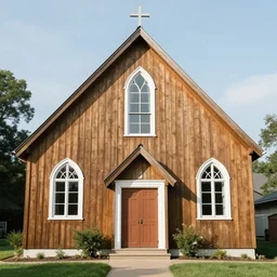 1 9 8 0's vertical wooden siding on newly constructed church in the year 1 9 8 0