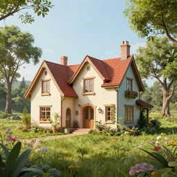a beautiful detailed surreal house in a serene landscape, stephanie law, landscape photography composition, vivid colors, octane render, redshift render