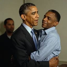 film still of Barack Obama being held against a wall by a predator in the movie Alien.