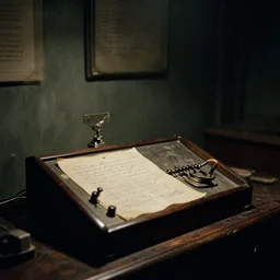 stasi german secret spy room, dark atmosphere, recorder,