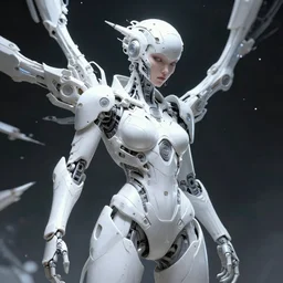 a white cast futuristic biomechanical humanoid woman with prety face, a most beautifull form of chaos by a brutalist designed, cyberpunk, 8 k,