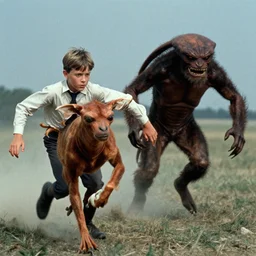 ( e. t. from e. t. 1 9 8 2 being chased by the predator, movie still, speilberg movie, speilbergian lighting, classic 8 0 s flick )
