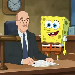 saul goodman being spongebob's lawyer in court