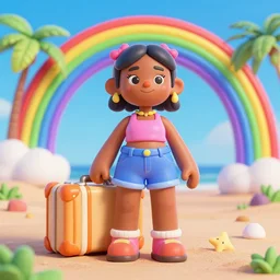🏝👩🏾🦰🌈🛻, lowbrow, 3 - d highly detailed, in the style of, lilly alvarado,