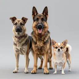 3 d model of german shepherd and chihuahua mixed breed dog, octane render, raytraced
