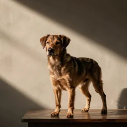 A tolling retriever standing on a table