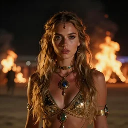 a photo of a girl at burning man festival playa, powerful, cinematic, beautifully lit, by artgerm, by craig mullins, by galan pang, 3 d, trending on artstation, octane render, 8 k
